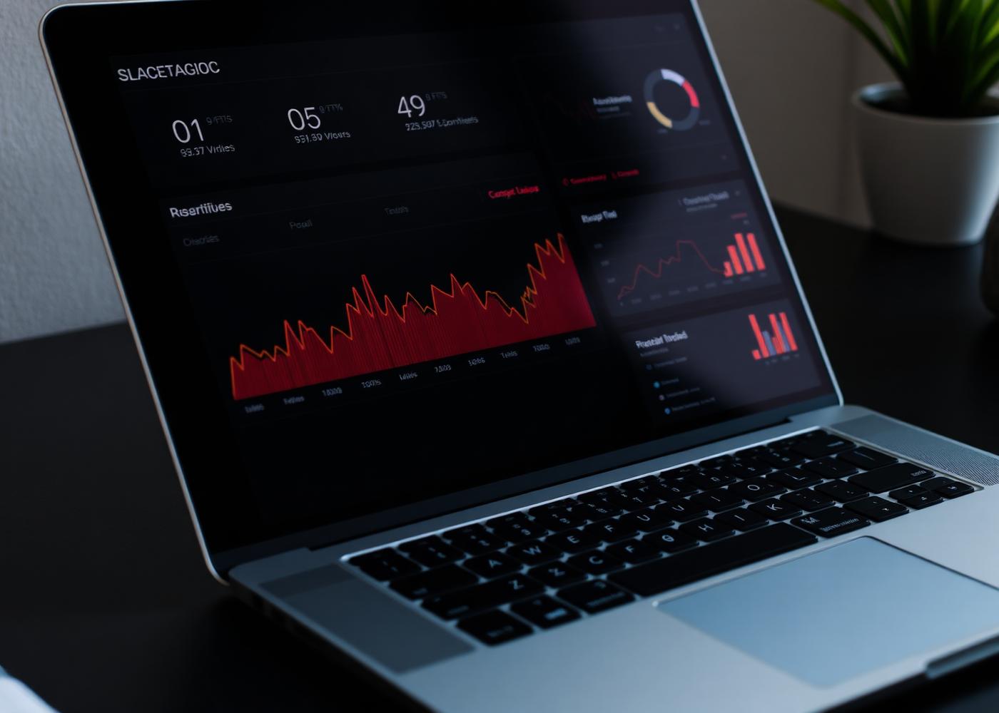Dark analytics dashboard on a laptop screen